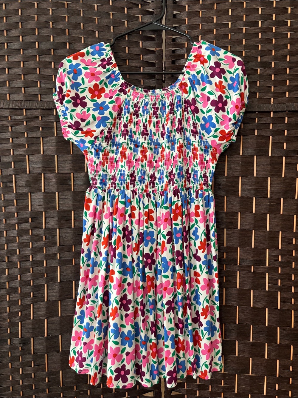 Epic Threads White Floral Smocked Dress with Multi-Color Flowers